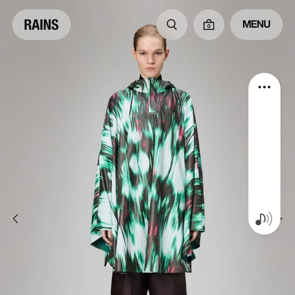 RAINS Unisex Blur Waterproof Cape Rain Jacket Med.